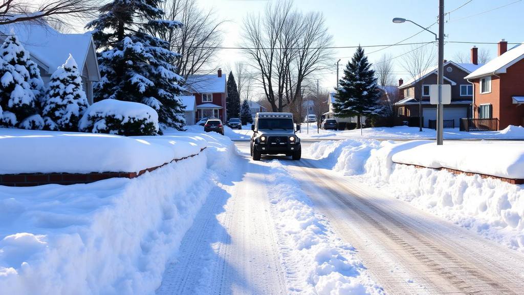 Cleared residential driveway with tidy snowbanks after a storm